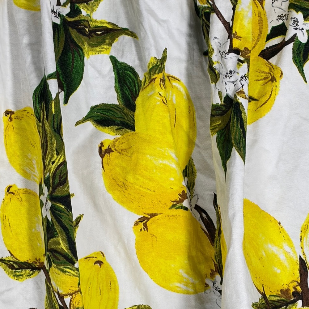 Grace Karin Lemon Print Pleated A-Line Skirt White Yellow XXL Retro Summer - Picture 2 of 6